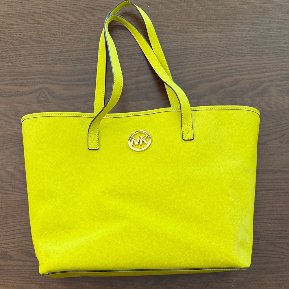 Michael Kors Vibrant Leather Chartreuse Tote